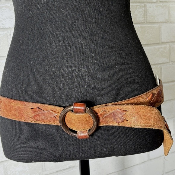 Vtg Banana Republic Womens Brown Leather Belt Large Western Boho 90s Indie Ranch - Picture 3 of 8